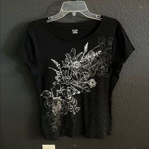 Women’s A.N.A Black Silver Graphic Tee Short Sleeve